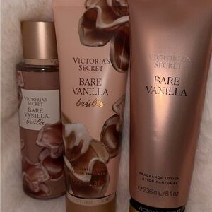 Victoria's Secret Bare Vanilla Brûlée Lotion and Mist Set - Cream and Brown
